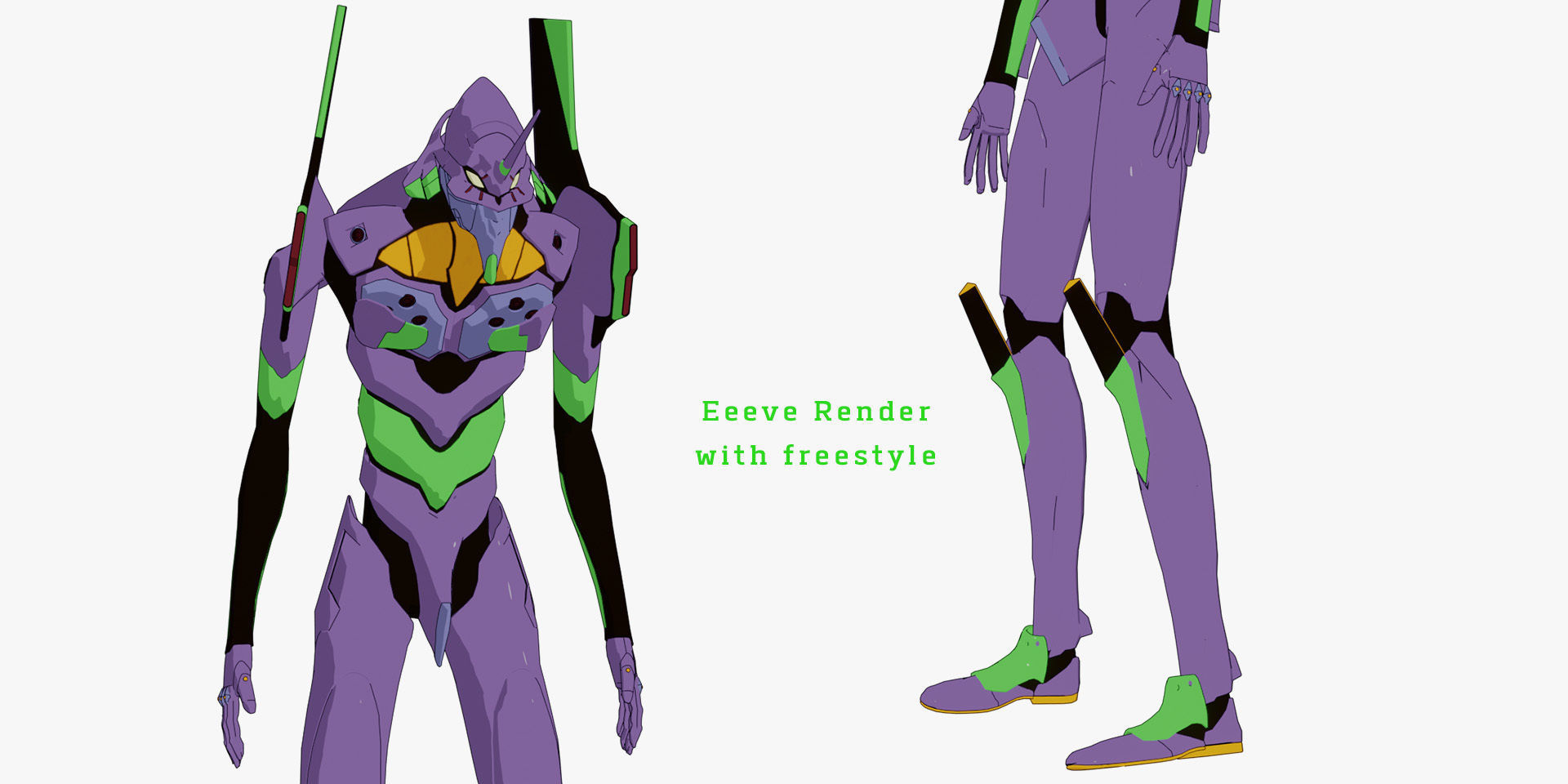 Rigged EVA 01 plus EVA 02 from Neon Genesis Evangelion 3D Model Collection_10