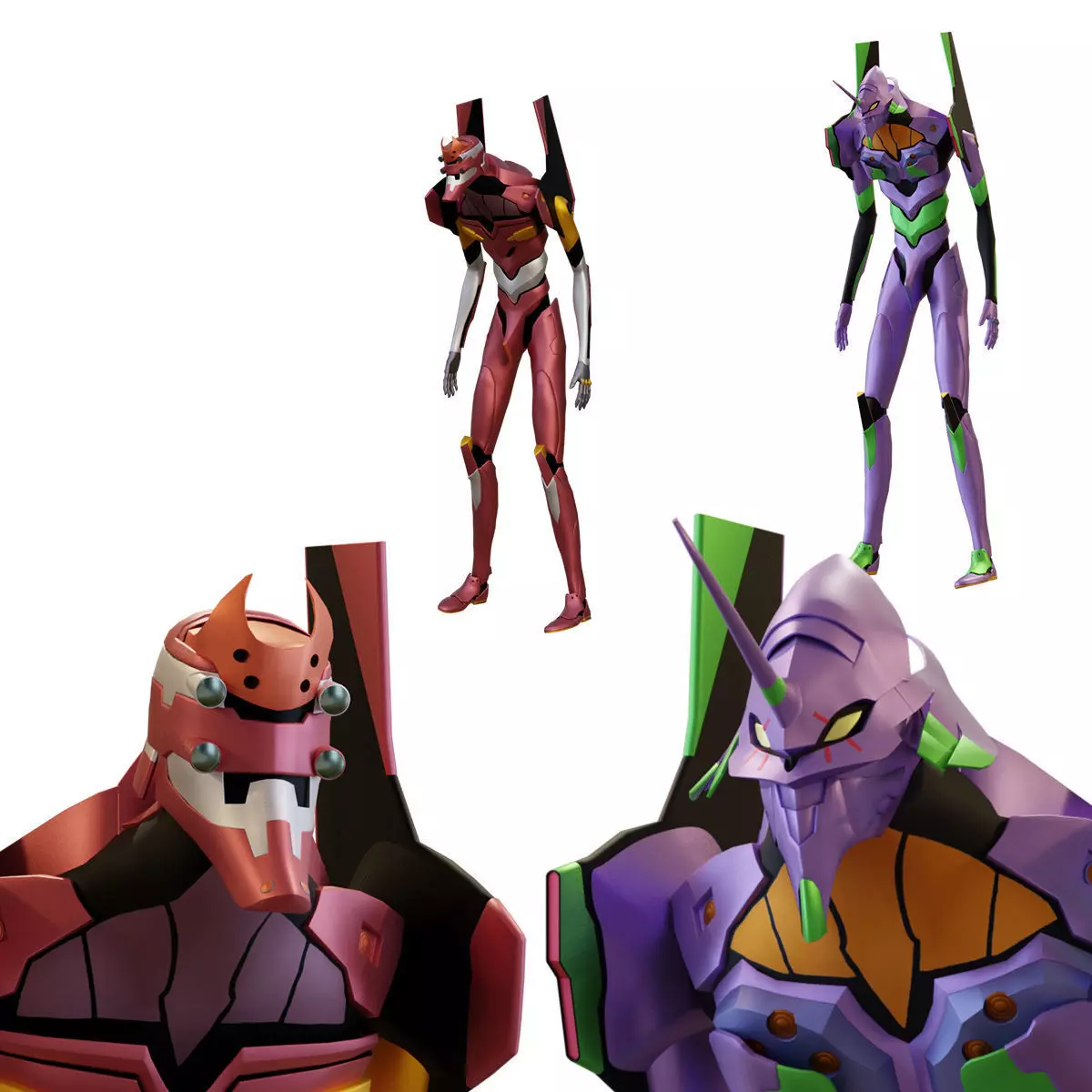 Rigged EVA 01 plus EVA 02 from Neon Genesis Evangelion 3D Model Collection_0