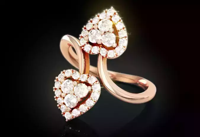 Bypass Heart Love Diamond Ring 3D print model