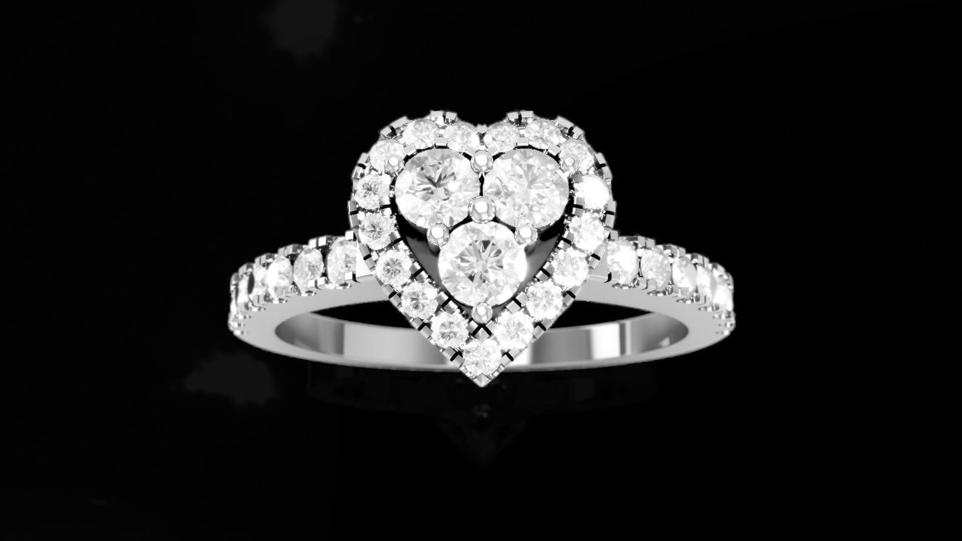 Love Solitaire Heart Diamond Ring 3D print model_5