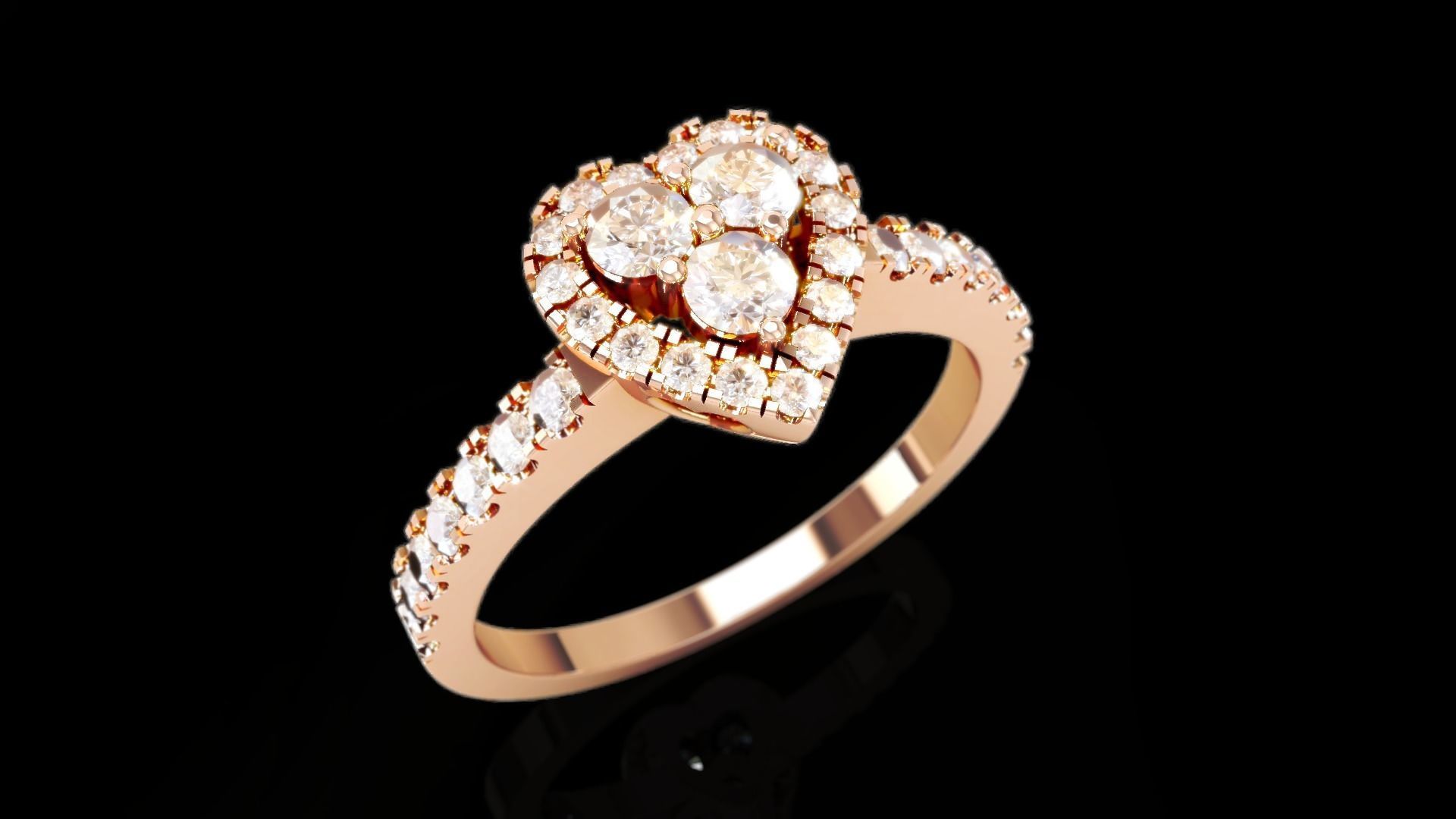 Love Solitaire Heart Diamond Ring 3D print model_1