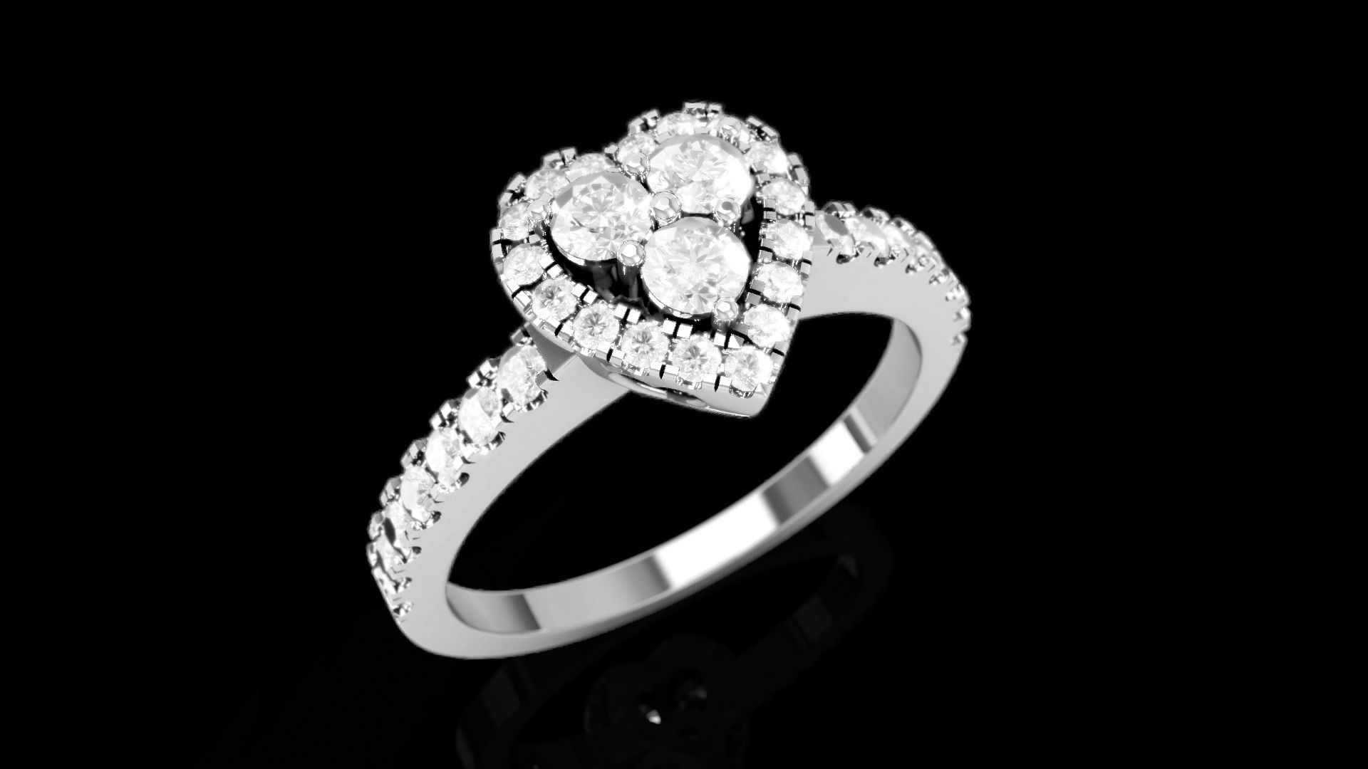 Love Solitaire Heart Diamond Ring 3D print model_4