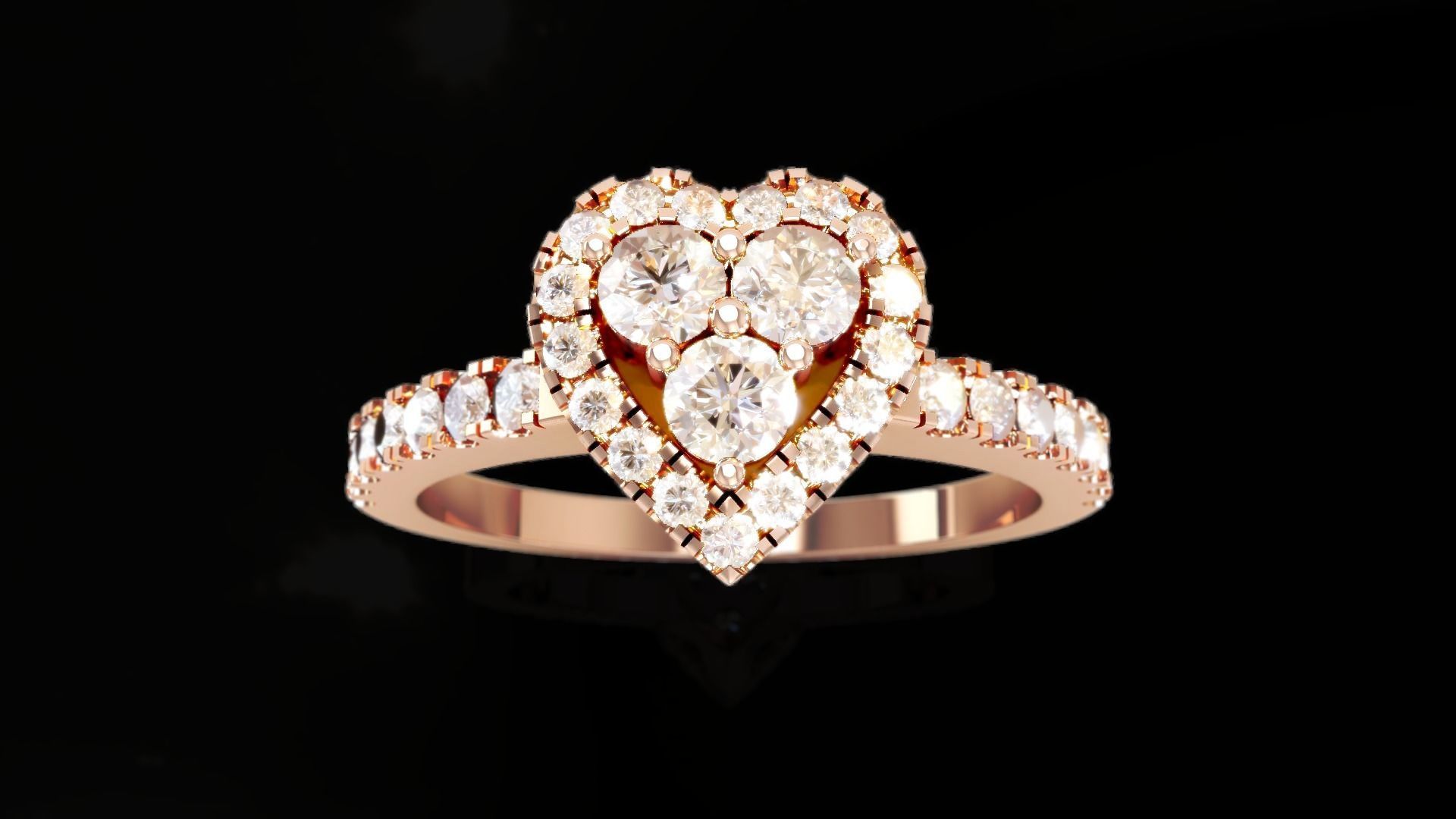 Love Solitaire Heart Diamond Ring 3D print model_2