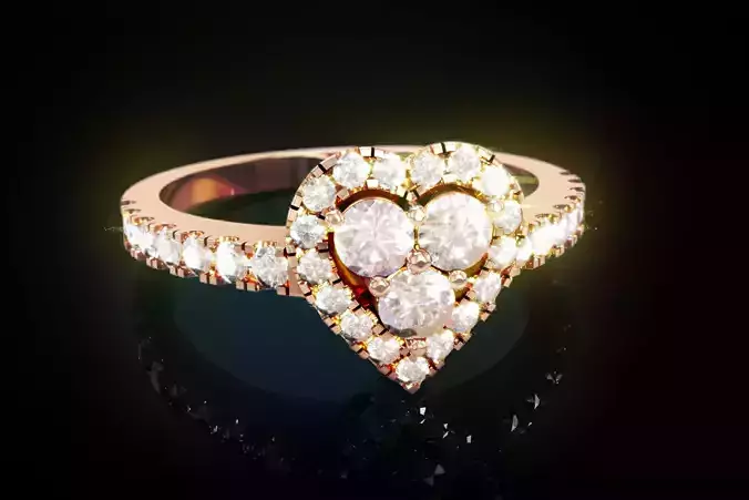 Love Solitaire Heart Diamond Ring 3D print model