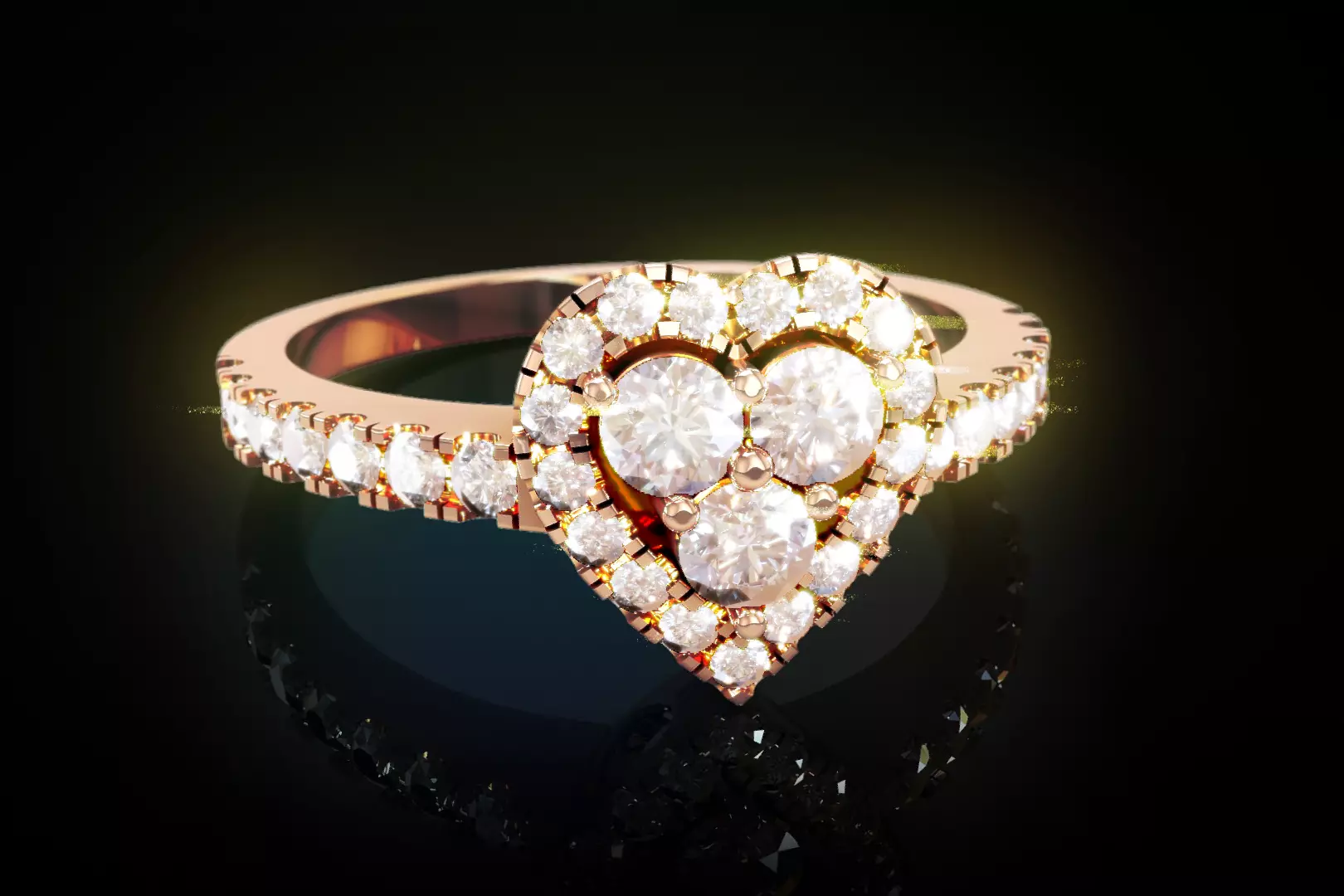 Love Solitaire Heart Diamond Ring 3D print model_0