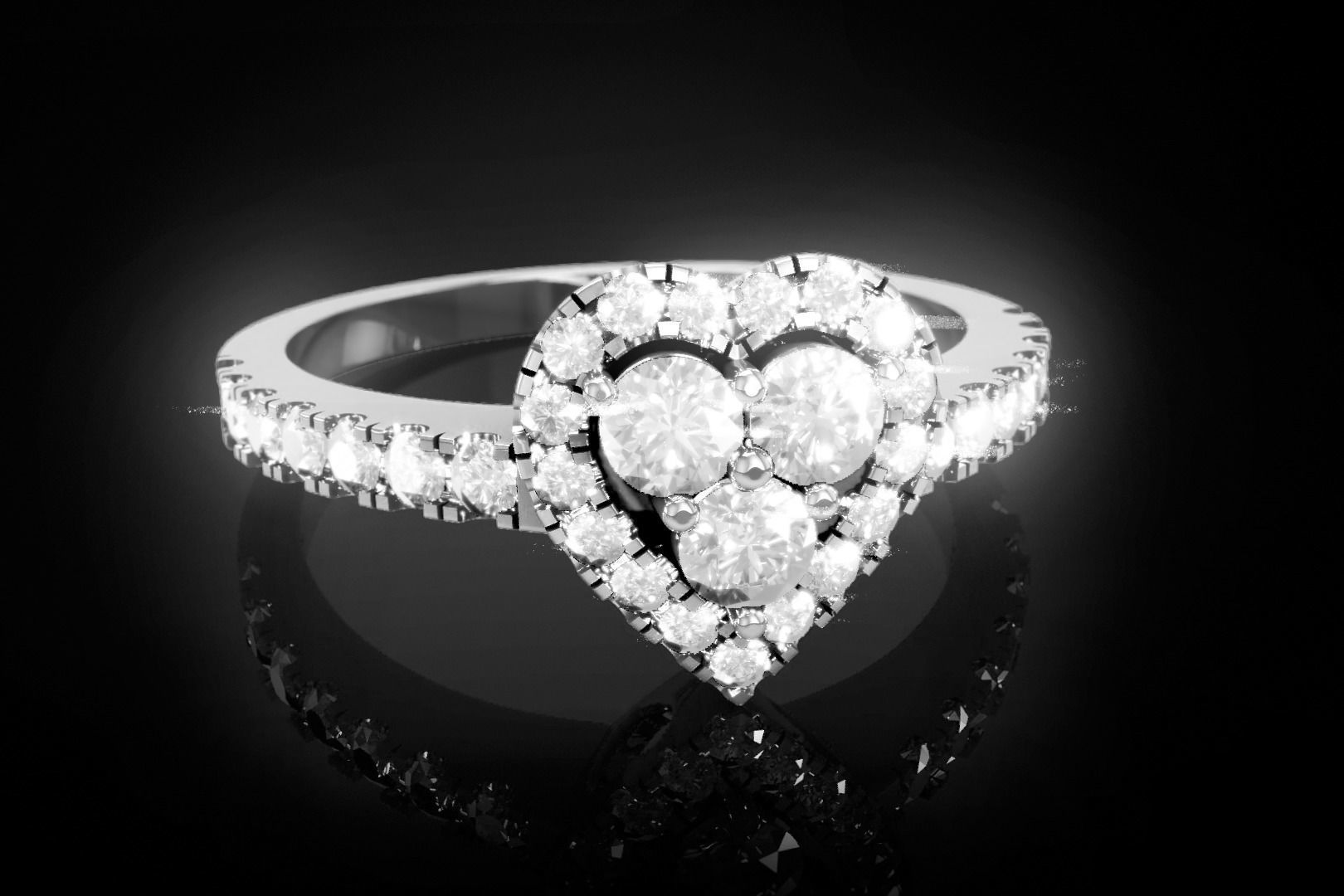 Love Solitaire Heart Diamond Ring 3D print model_3
