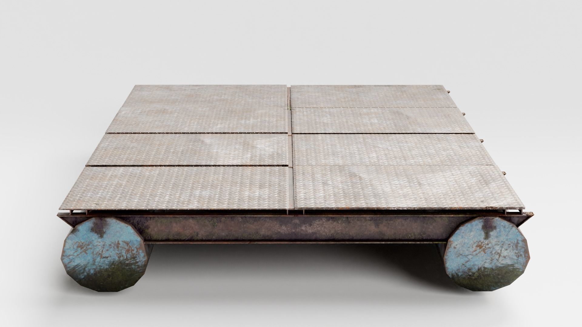 Old metal army floating bridge pontoons da1 Low-poly 3D model_6