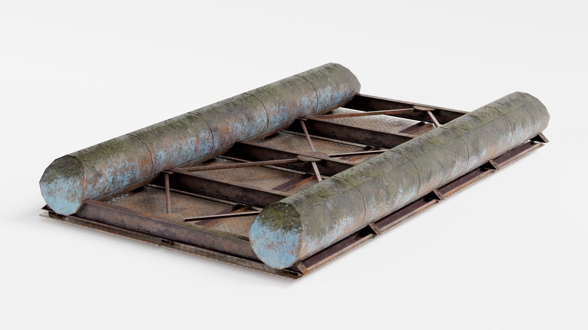 Old metal army floating bridge pontoons da1 Low-poly 3D model_8