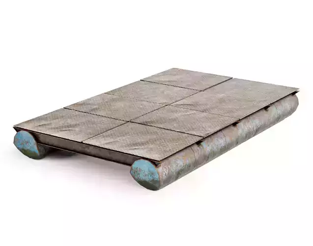 Old metal army floating bridge pontoons da1 Low-poly 3D model
