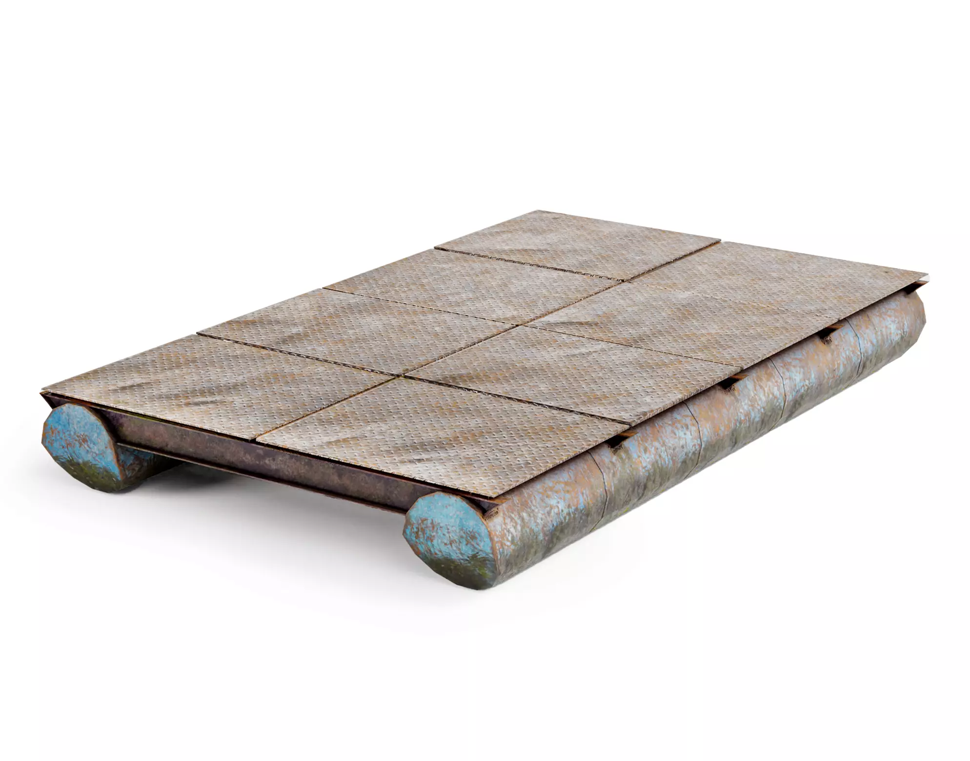 Old metal army floating bridge pontoons da1 Low-poly 3D model_0