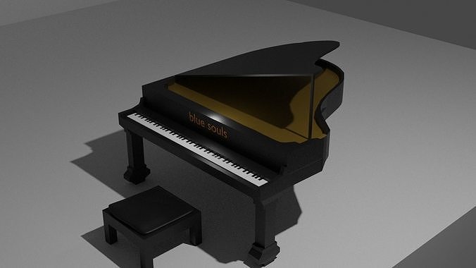 piano with stool Free 3D model