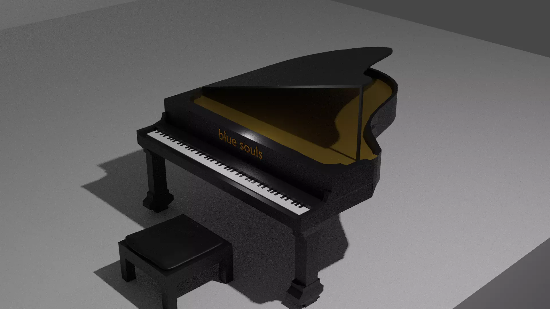 piano with stool Free 3D model
