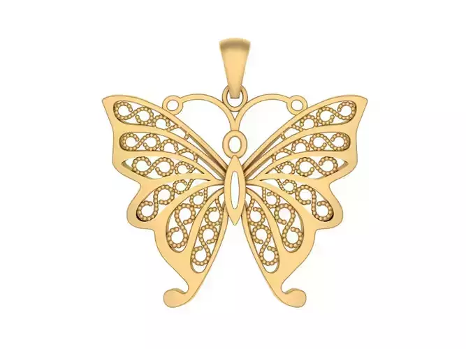 Butterfly pendant 3D print model 