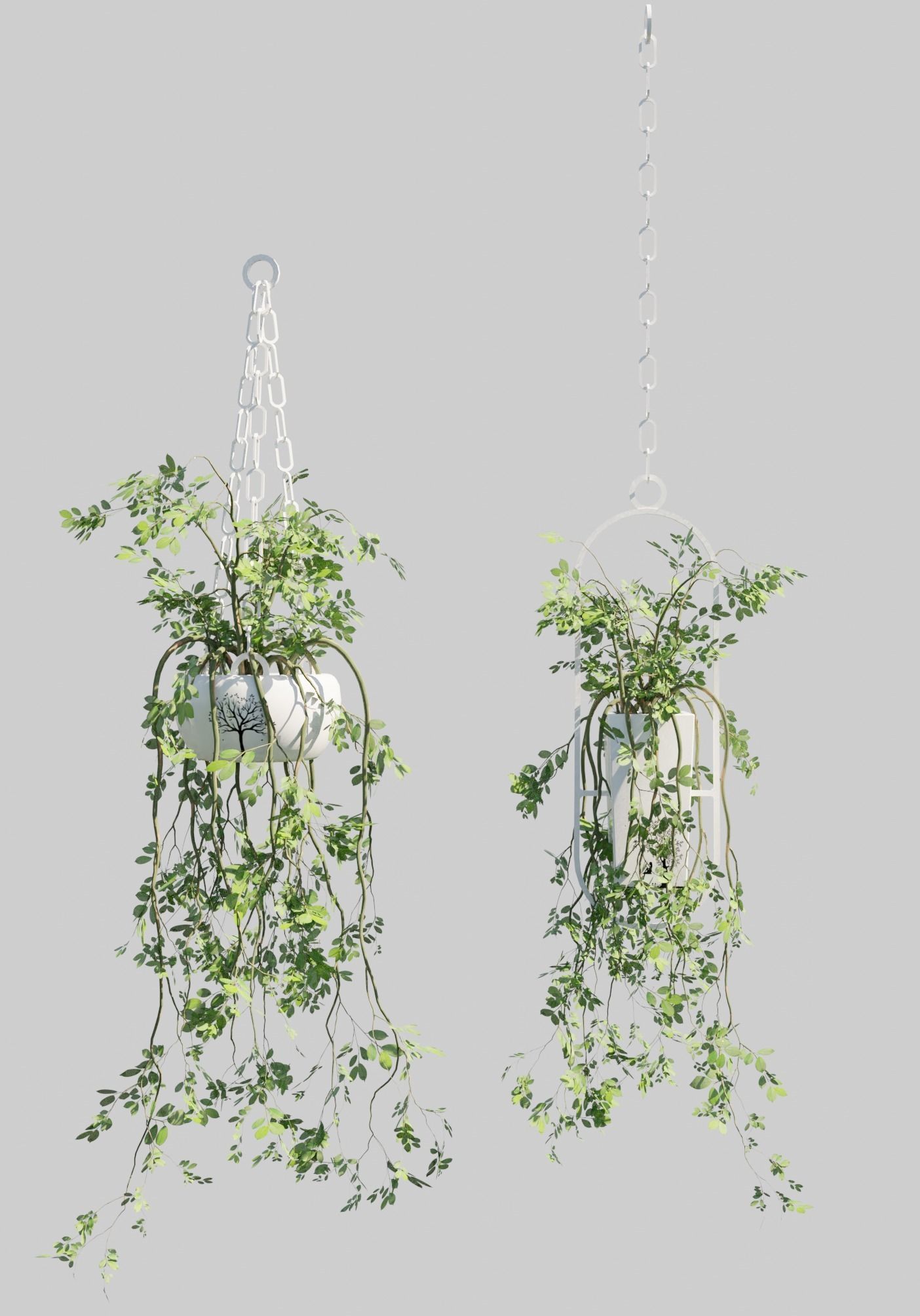 Hanging Pots with Plants Low-poly 3D model_16