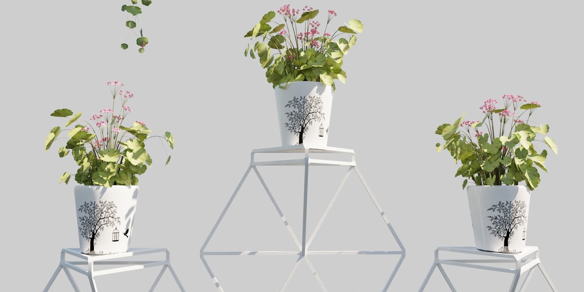 Hanging Pots with Plants Low-poly 3D model_9
