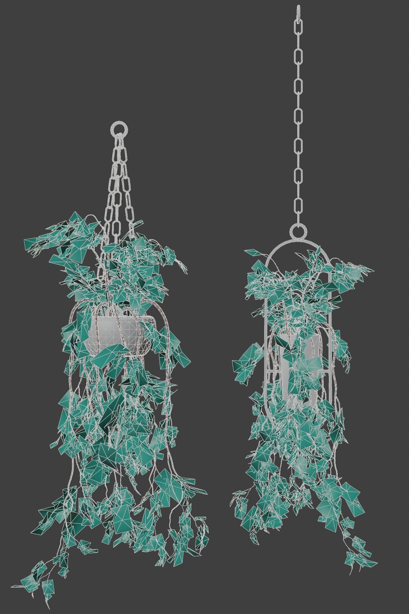 Hanging Pots with Plants Low-poly 3D model_13