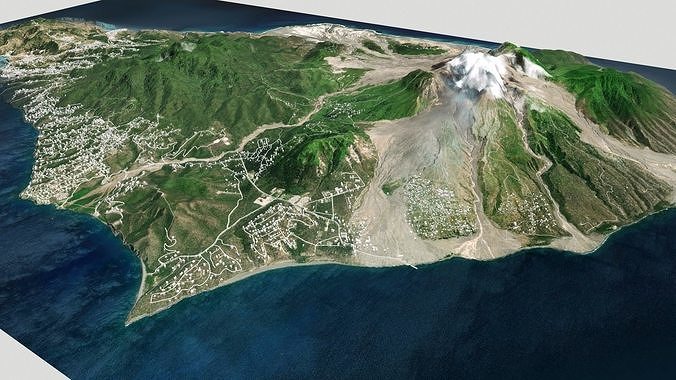Montserrat  island Caribbean 3D model