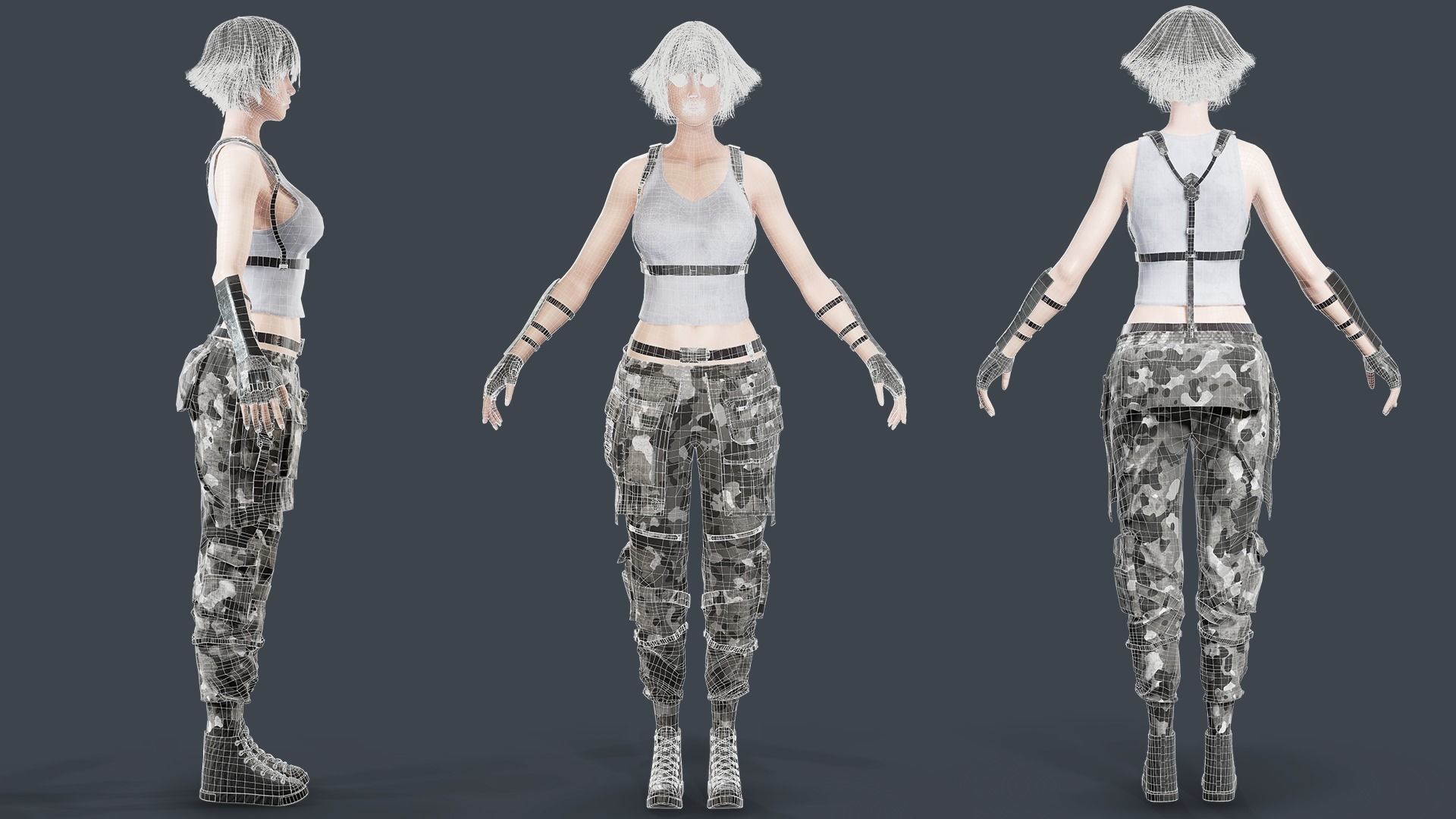 Military Girl V2 Low-poly 3D model_19