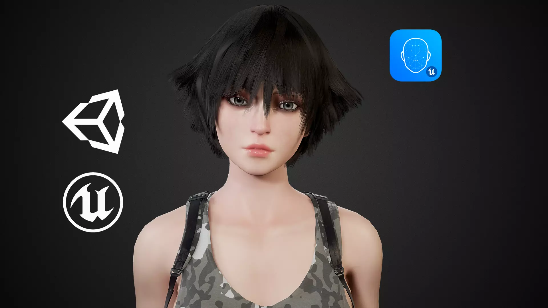 Military Girl V2 Low-poly 3D model_0