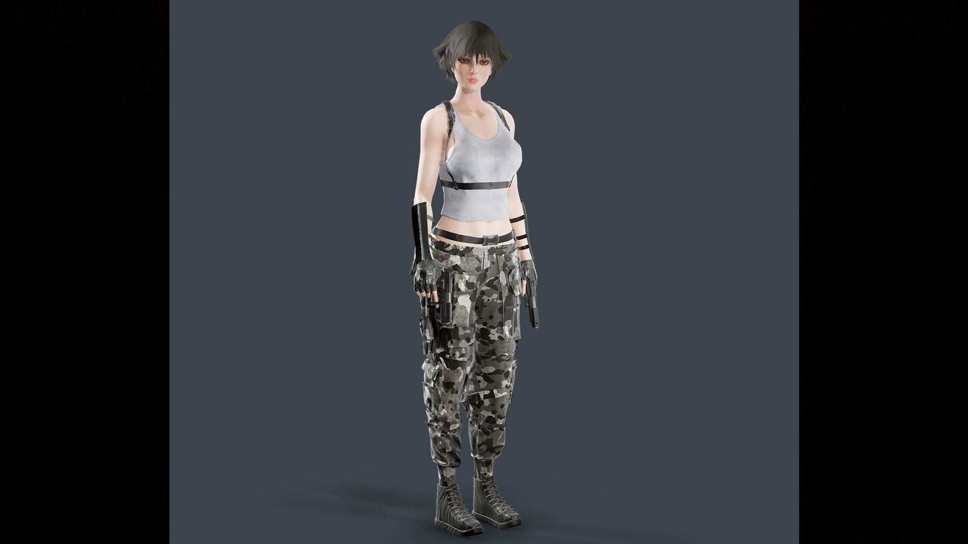 Military Girl V2 Low-poly 3D model_9