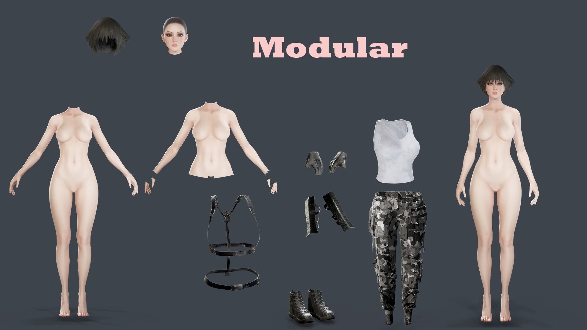 Military Girl V2 Low-poly 3D model_15