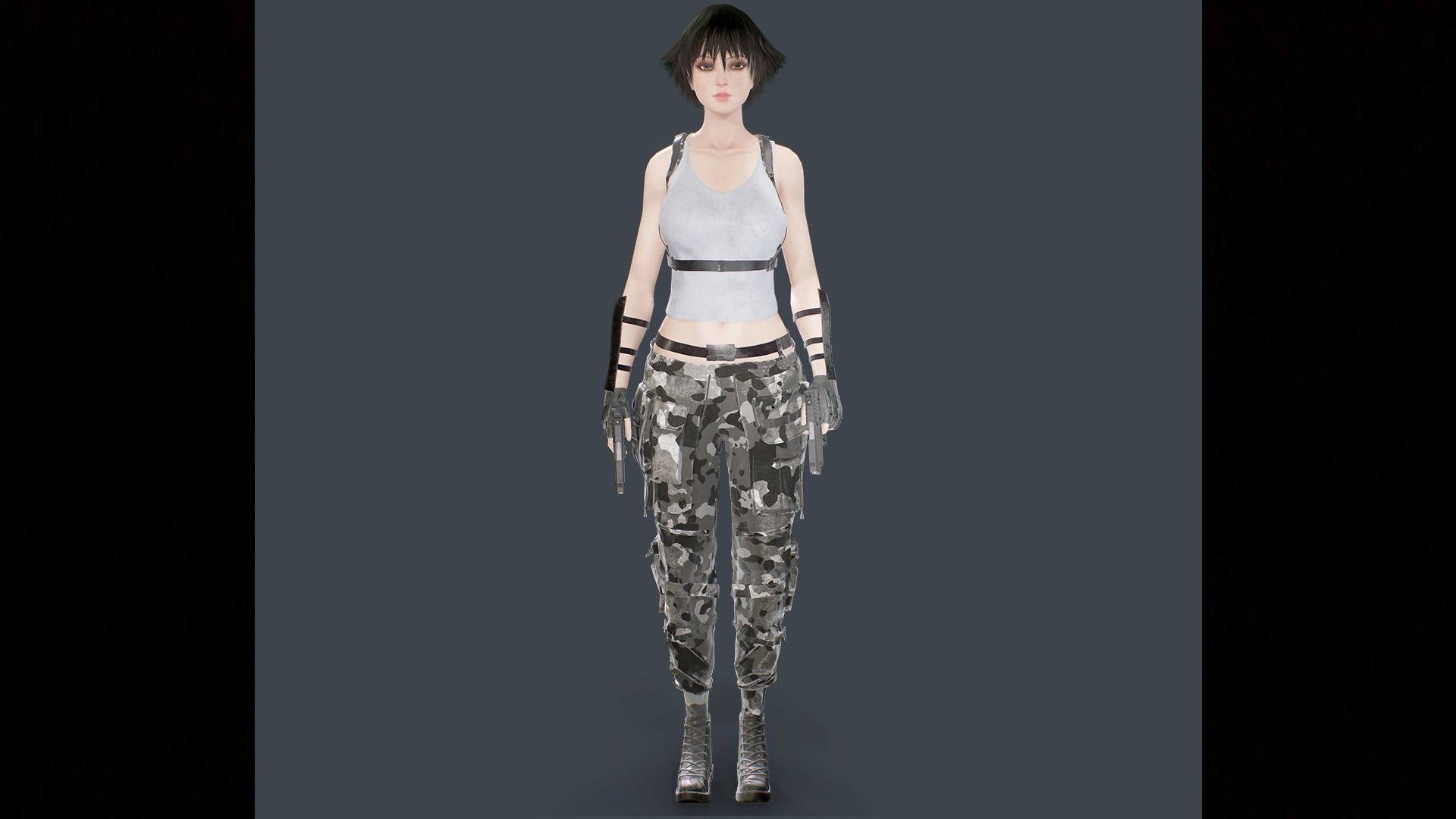 Military Girl V2 Low-poly 3D model_12
