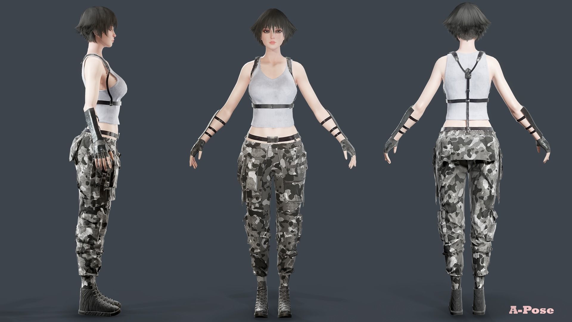 Military Girl V2 Low-poly 3D model_18