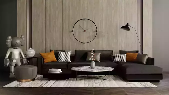 Living room with kaws 3D model