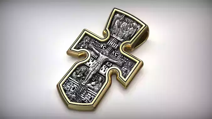 Christian Iconic Gilding Crucifixion Trinity Cross 3D print model