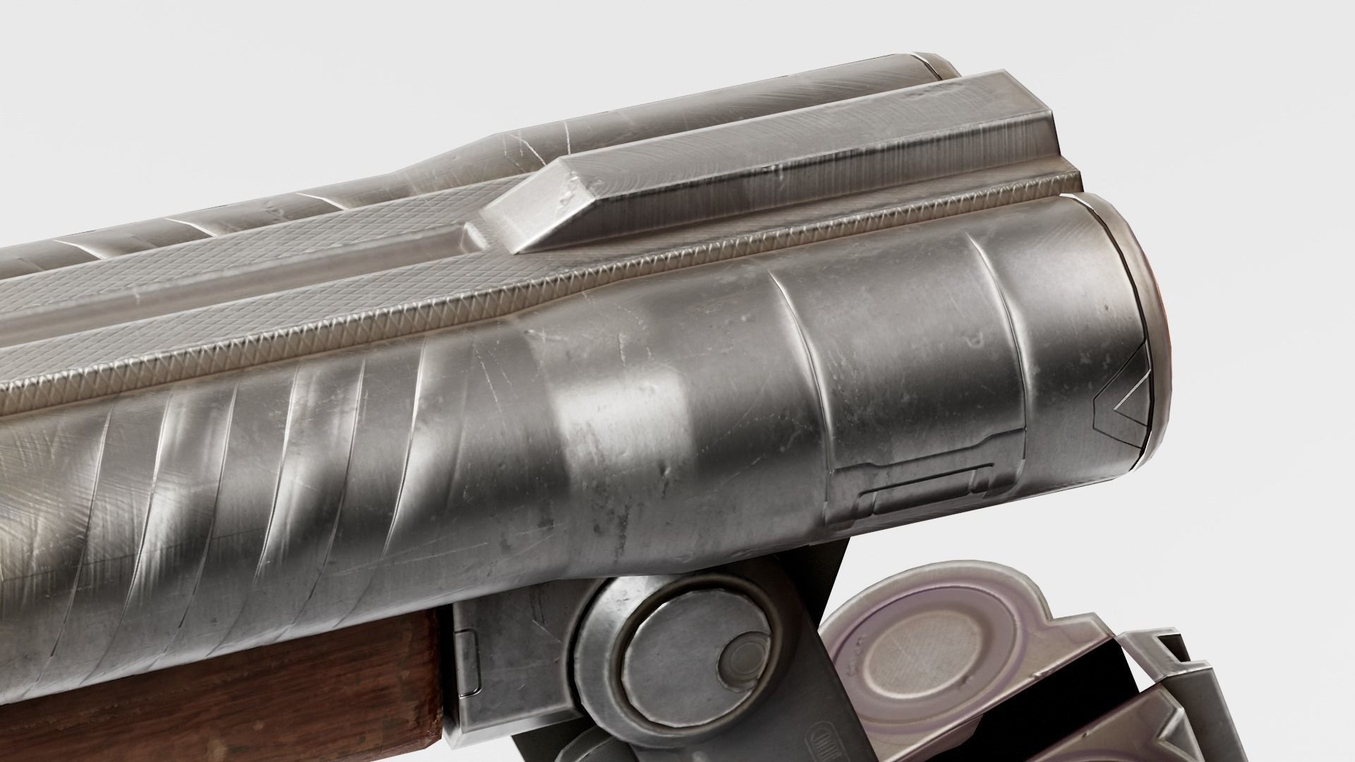 super double-barrel shotgun futuristic weapon of slayer da1 Low-poly 3D model_8