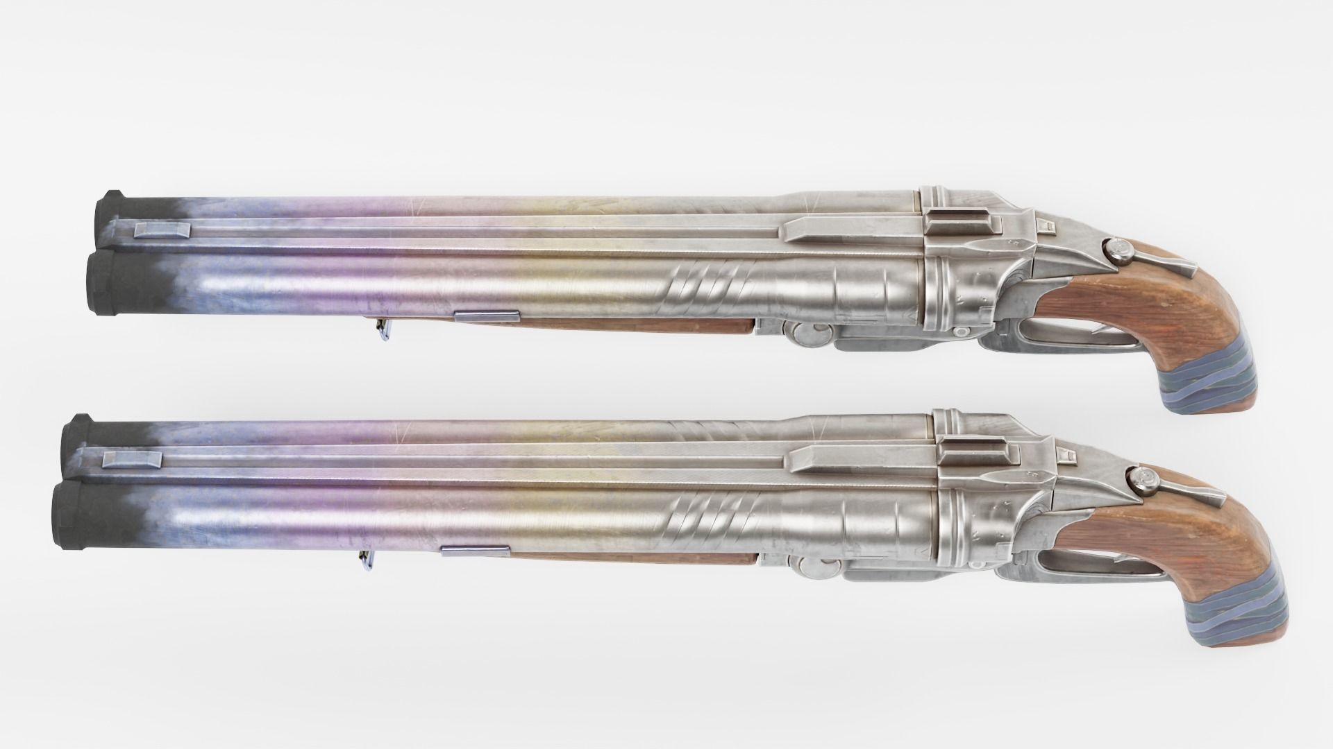 super double-barrel shotgun futuristic weapon of slayer da1 Low-poly 3D model_15