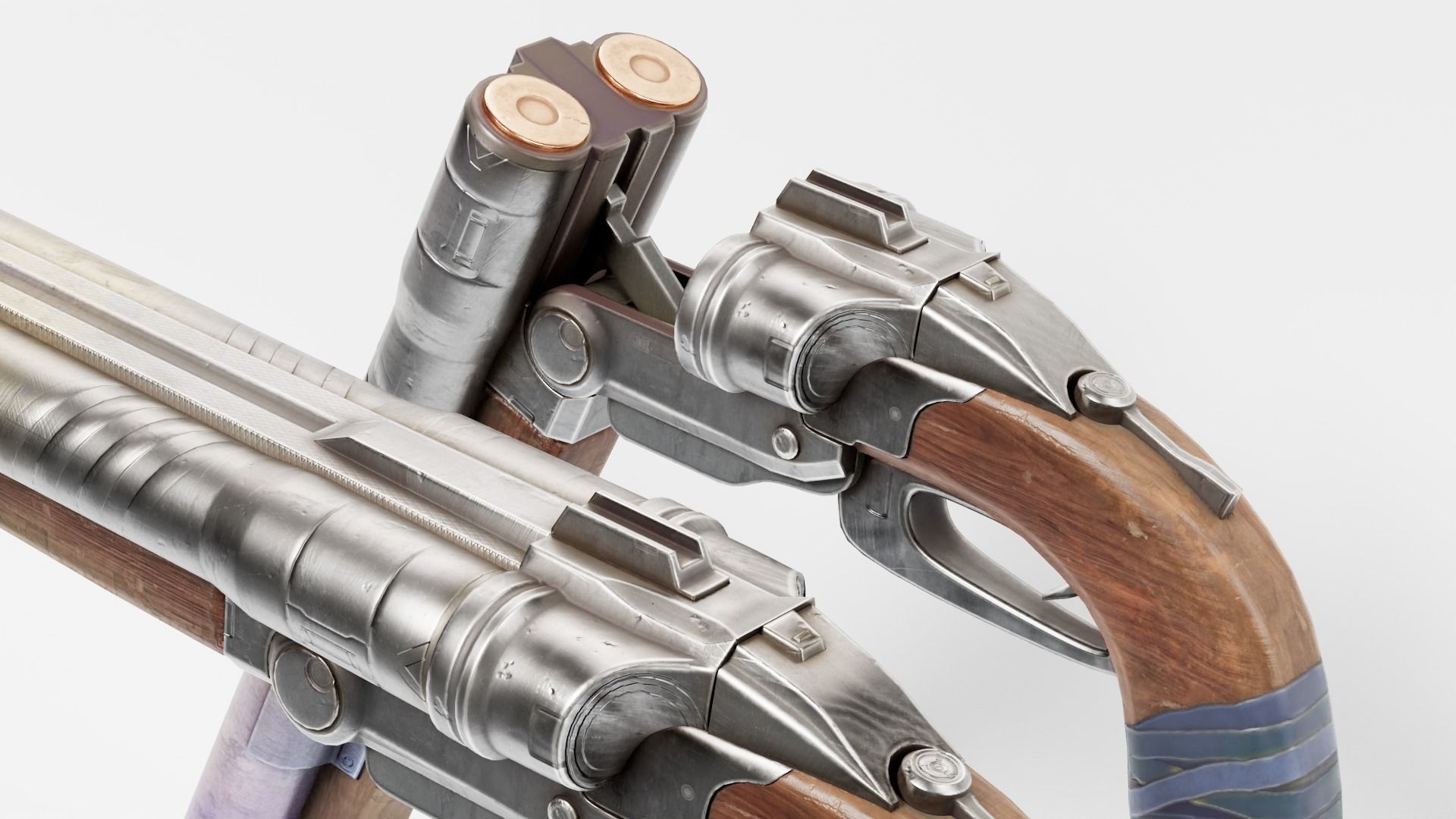 super double-barrel shotgun futuristic weapon of slayer da1 Low-poly 3D model_17