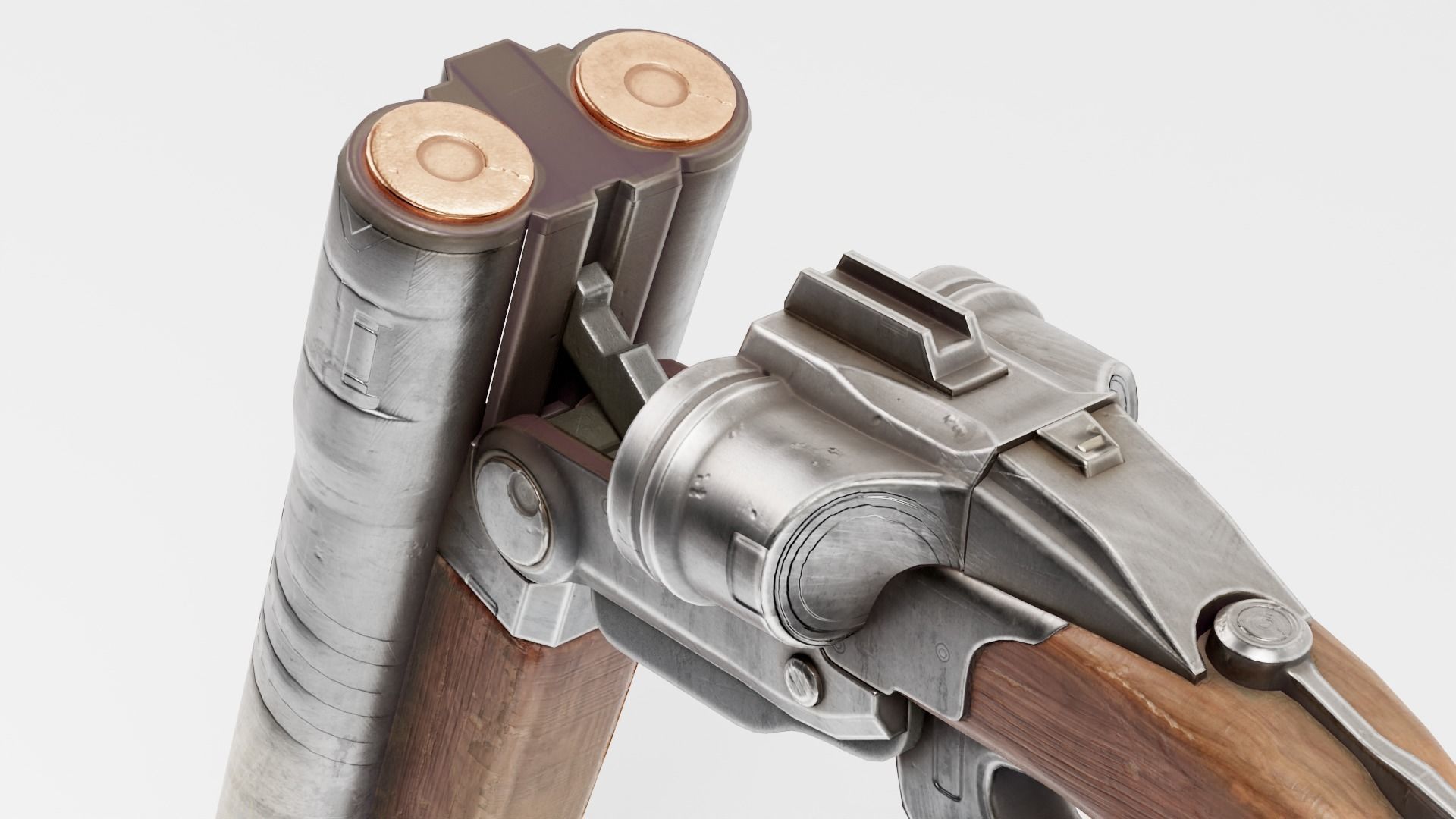 super double-barrel shotgun futuristic weapon of slayer da1 Low-poly 3D model_4