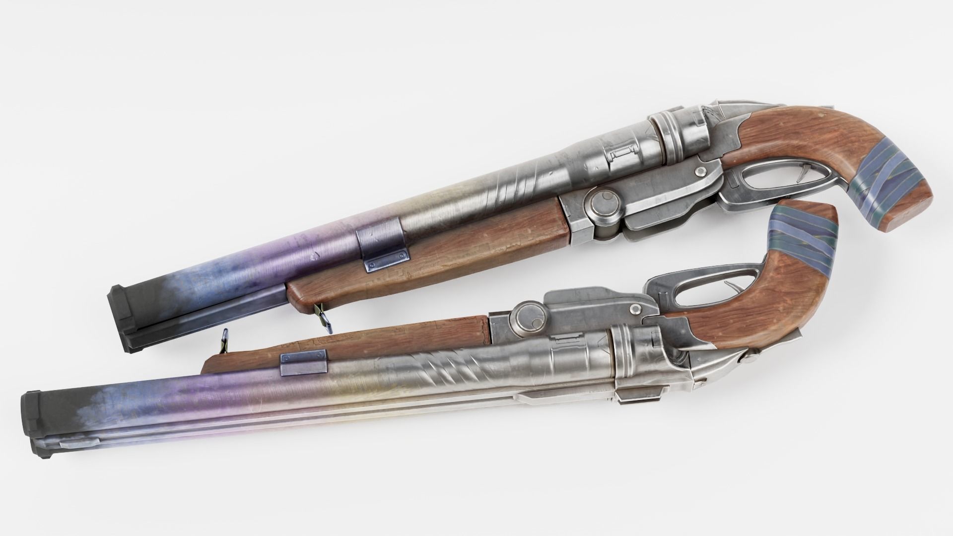 super double-barrel shotgun futuristic weapon of slayer da1 Low-poly 3D model_14