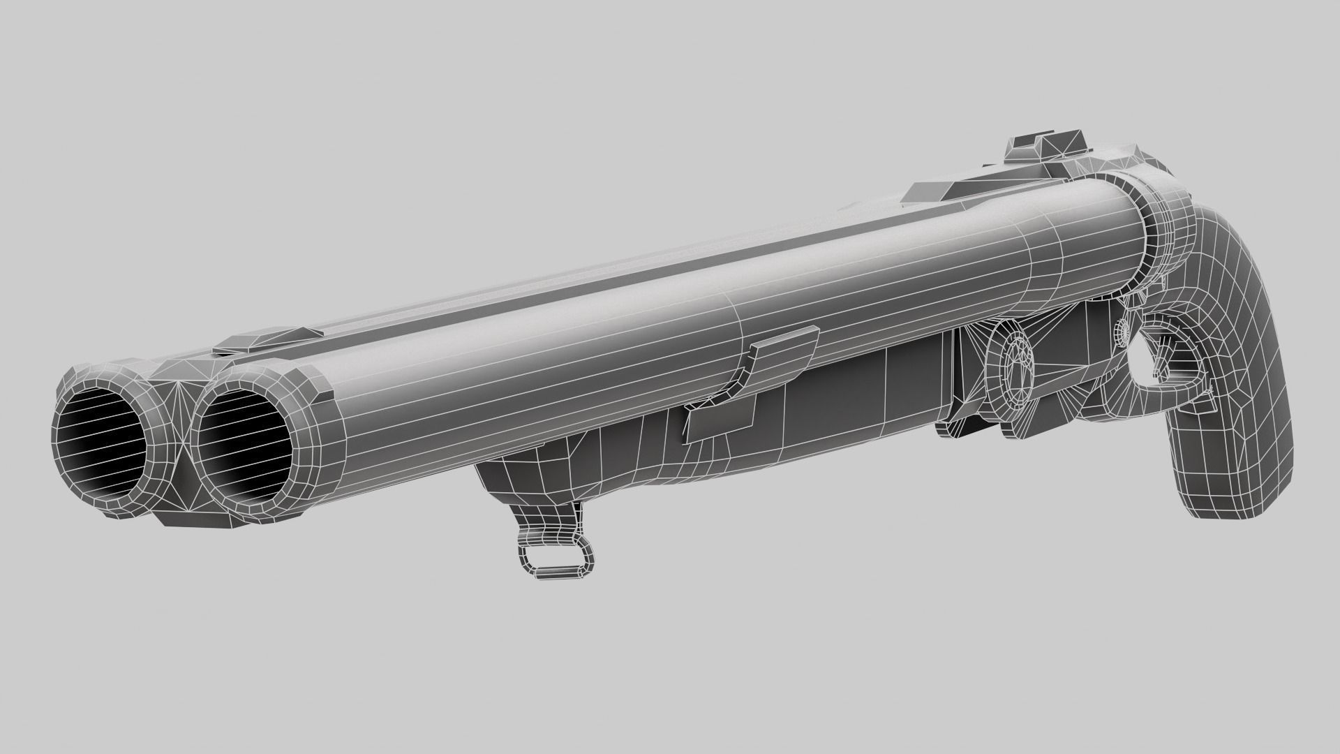 super double-barrel shotgun futuristic weapon of slayer da1 Low-poly 3D model_22