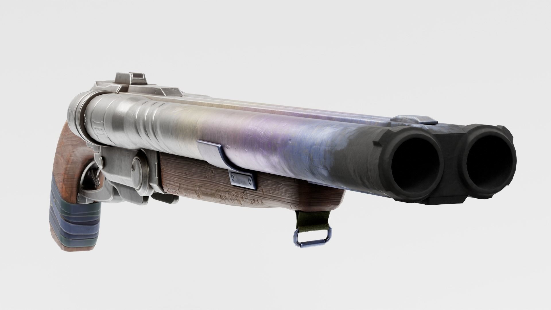 super double-barrel shotgun futuristic weapon of slayer da1 Low-poly 3D model_12