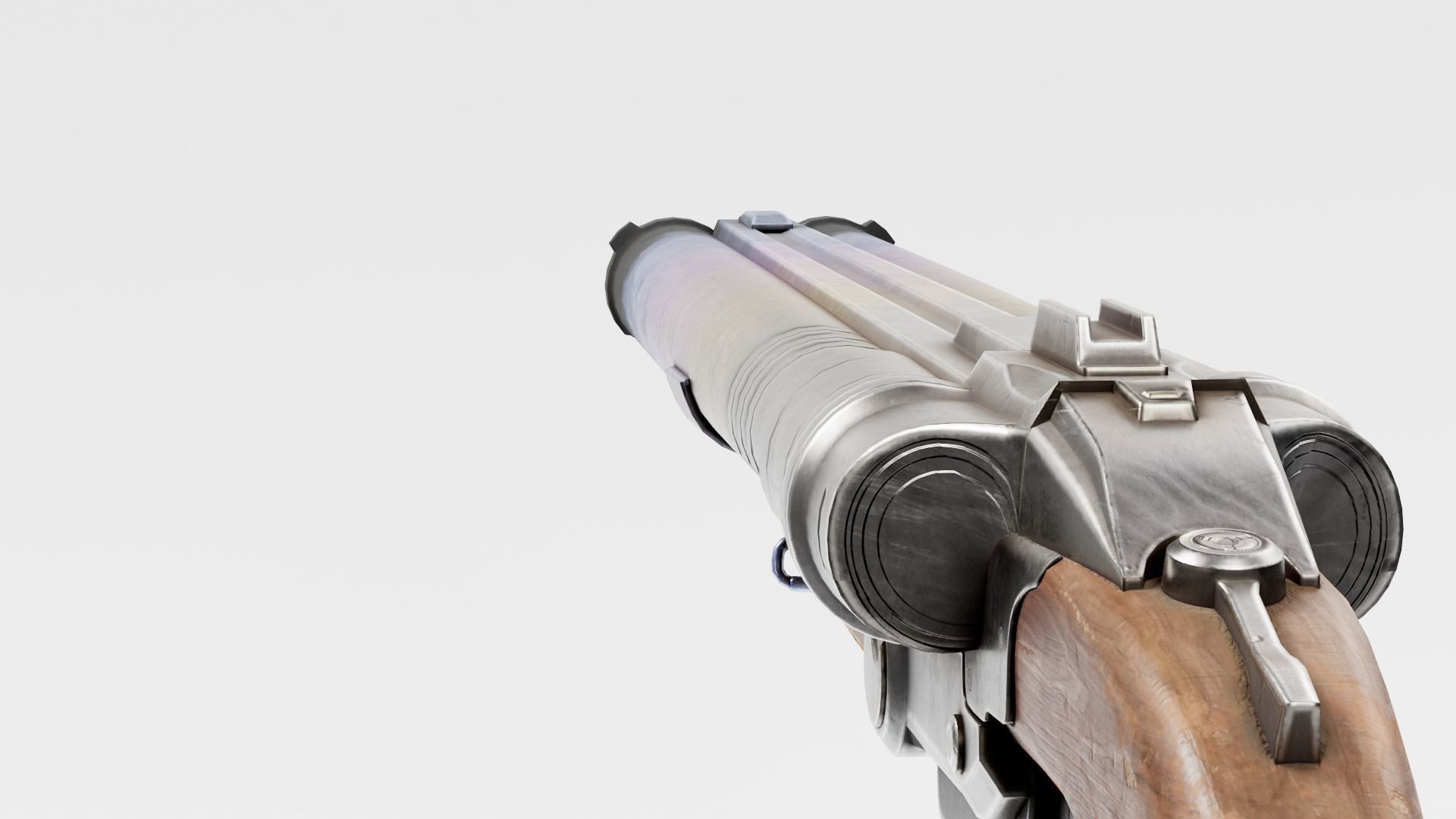 super double-barrel shotgun futuristic weapon of slayer da1 Low-poly 3D model_11