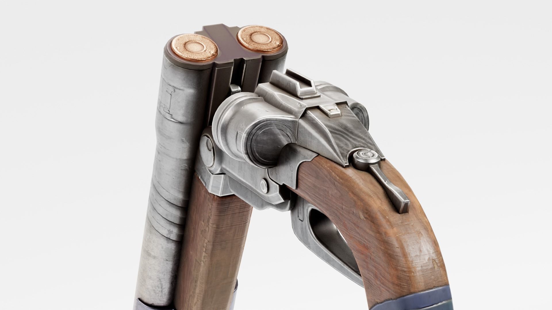 super double-barrel shotgun futuristic weapon of slayer da1 Low-poly 3D model_7