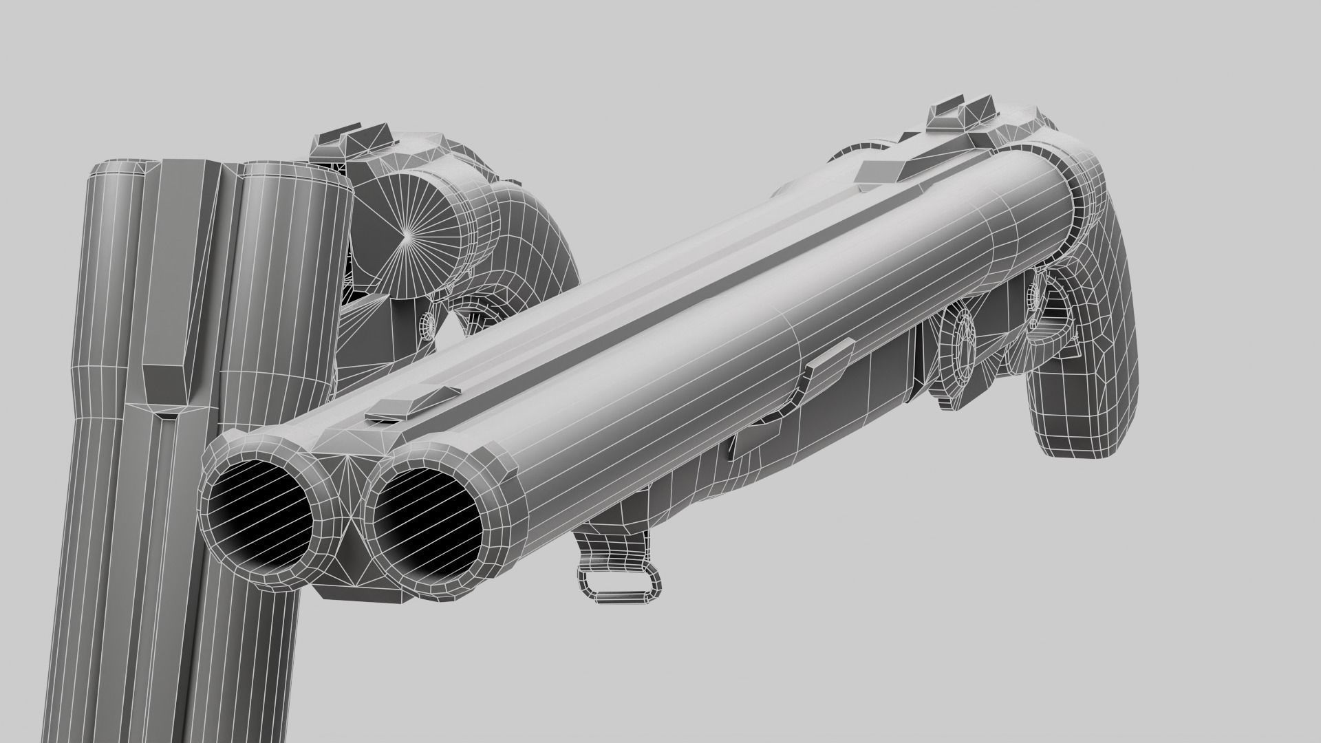 super double-barrel shotgun futuristic weapon of slayer da1 Low-poly 3D model_21