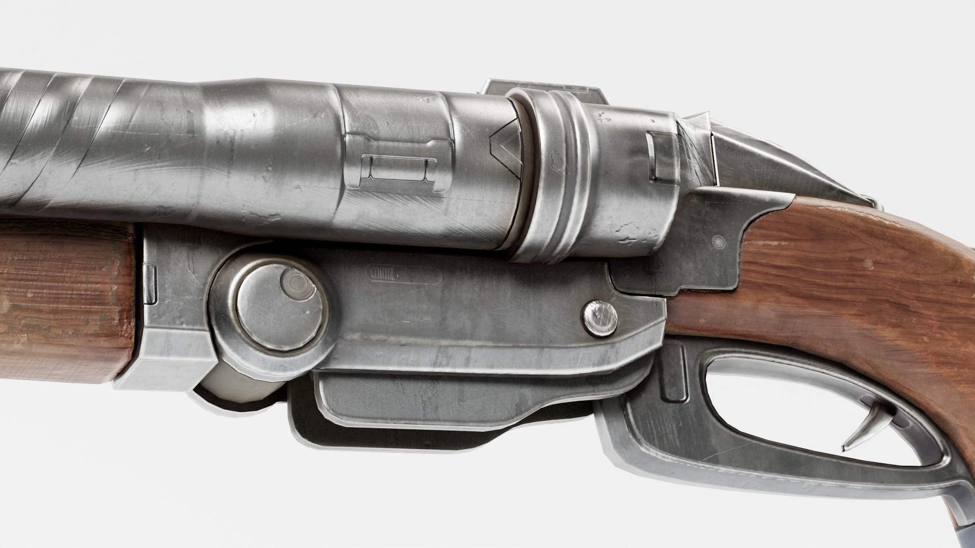 super double-barrel shotgun futuristic weapon of slayer da1 Low-poly 3D model_16