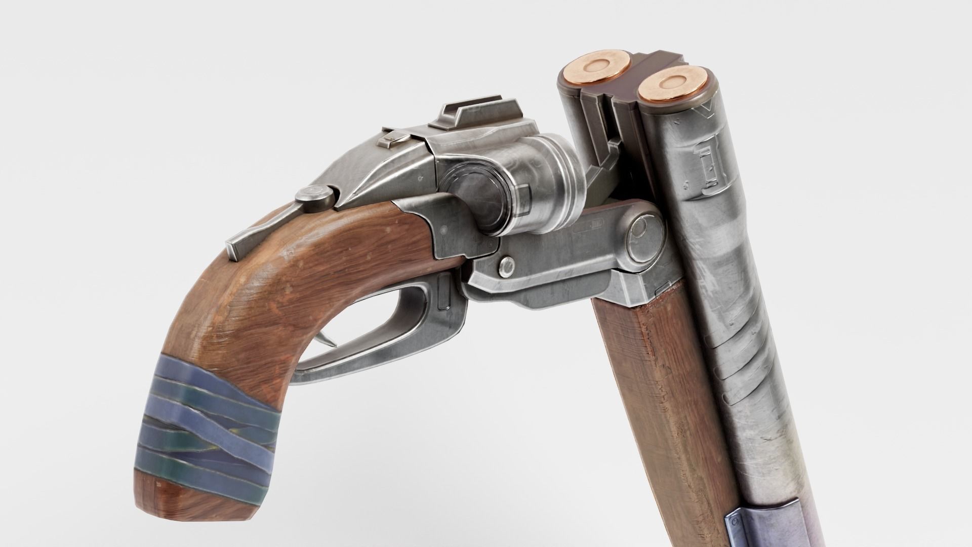 super double-barrel shotgun futuristic weapon of slayer da1 Low-poly 3D model_5