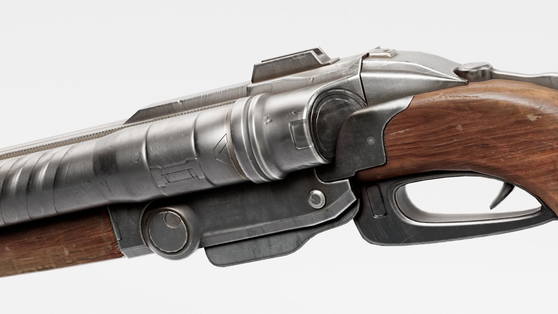 super double-barrel shotgun futuristic weapon of slayer da1 Low-poly 3D model_9