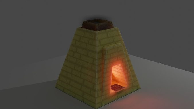 furnace brick stove with light Free low-poly 3D model