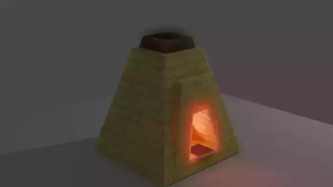 furnace brick stove with light