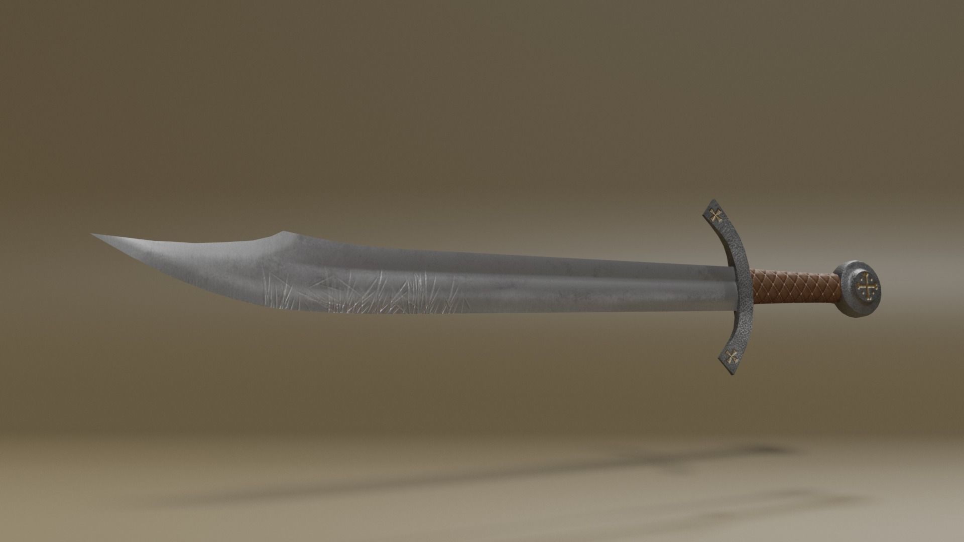 Falchion sword v1 Free low-poly 3D model_3