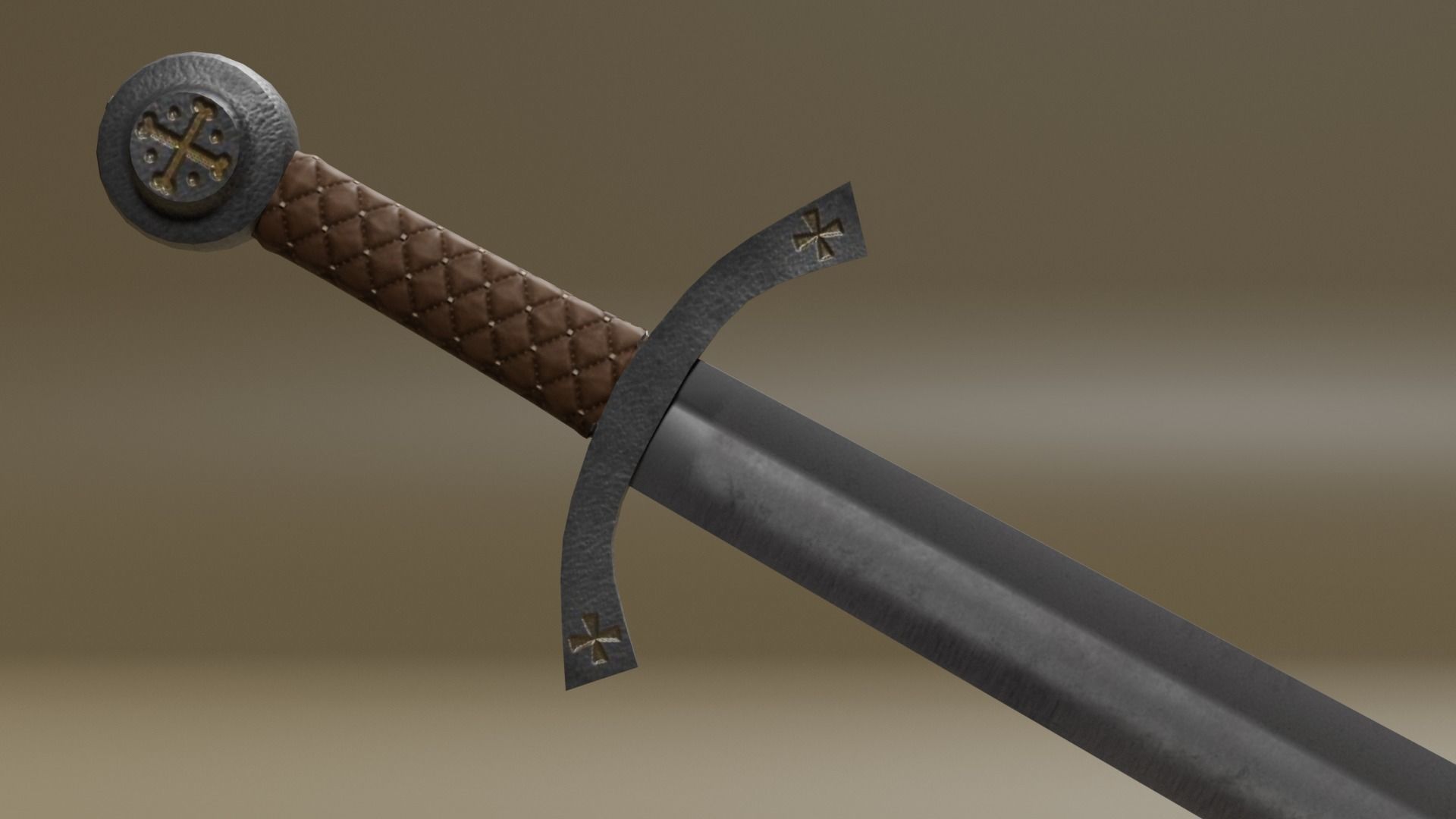Falchion sword v1 Free low-poly 3D model_2