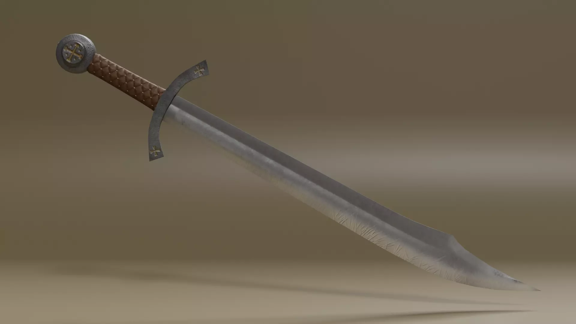 Falchion sword v1 Free low-poly 3D model_0