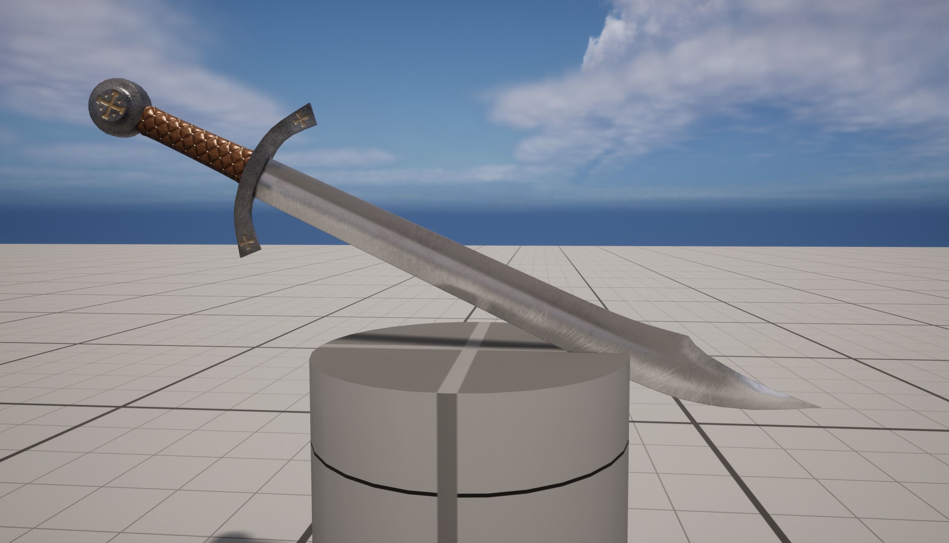 Falchion sword v1 Free low-poly 3D model_4