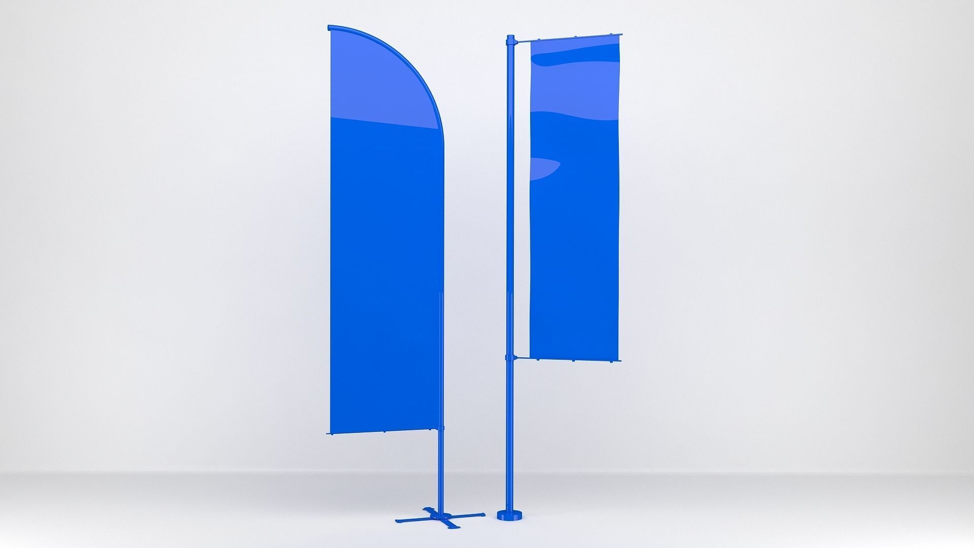 Flags banner stand 3D model_9