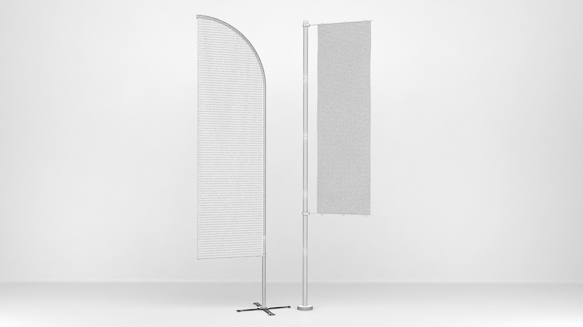 Flags banner stand 3D model_6